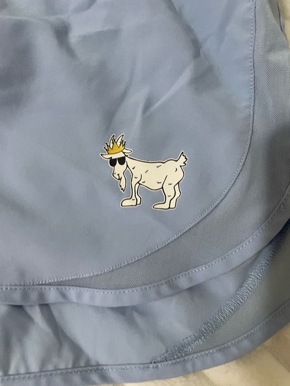 Light Blue Women's Athletic Shorts with Goat Logo - Picture 3 of 13